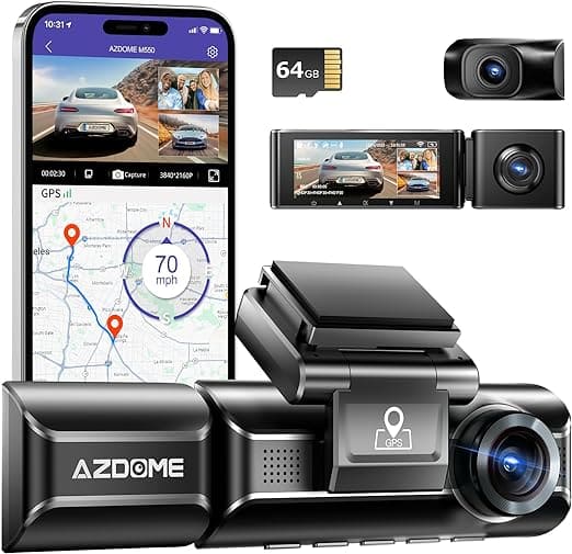 Camara Dual Delantera y Posterior e interior para Auto 4k 1080P 64GB (M550) Negro
