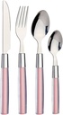 JUEGO DE CUBIERTO X 4PCS ACERO INOXIDABLE ROSADO HO-11/F