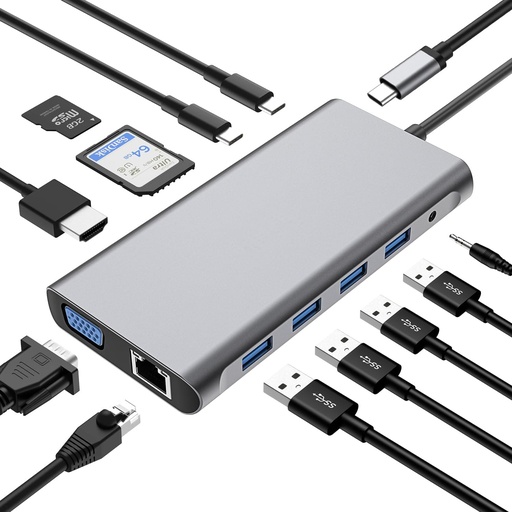 [013016020GEN24LN412IN1NEG] Hub Usb tipo c 12 In 1 (24LN-4)